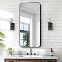 KOCUUY Black Mirror 20" x 40", Metal Frame Vanity Mirror for Wall, Rectangle Bathroom Mirror with Rounded Corner, Upgraded Shatterproof Glass for Bathroom, Bedroom, Hang Horizontal or Vertical