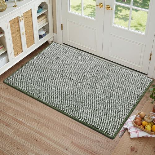 GRANNY SAYS Front Door Mat Outside Entrance, Door Mats for Entryway, Welcome Matt Non-Slip, Large Front Porch Mat Low Profile Resist Dirt, 48"x32", Green Beige