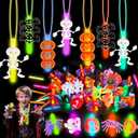 124 Pcs Halloween Party Favors Bulk - 50 LED Rings and 12 Light Up Necklaces with 62 Glow Sticks- Halloween Glow in the Dark Party Supplies Toy Gifts, Goodies Bag Fillers, Party Favors for Boys Girls