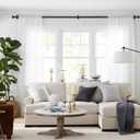 1 Inch Black Rust Resistant Indoor/Outdoor Window Curtain Rod 72 to 144 Inches, Single Drapery Rod for Heavy Fabrics, Clean Designed Finials and Mounting Brackets Included(Matte black,72-144")