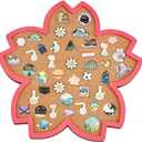 BENECREAT Sakura Pin Cork Board, 11.8x11.8Inch Wall Mounted Corkboard with Pink Frame Bulletin Display Board for Brooch Pin Storage Display, Office Home and School Decor