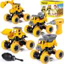 LUDILO 4PCS Take Apart Toys for 4 Year Old Boys Construction Toys with Electric Drill DIY Assembly Building Stem Toys Trucks Gifts for 3 4 5 6 7 8 Year Old Boys Girls Kids Learning Educational Toys