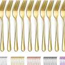 Evanda Gold Dinner Fork 12 Pieces, Gold Titanium Plating Stainless Steel 8.07inch Forks, Cake Forks, Table Forks,Dessert Forks, Easy To Clean, Dishwasher Safe