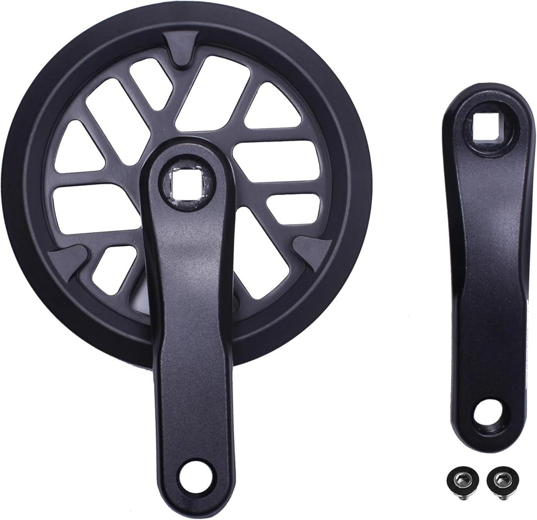 PROWHEEL Junior & Kids Crankset,76MM/89MM/102MM/114MM/127MM/140MM/152MM/160MM/165MM 25T/28T/30T/32T/36T Square Hole Bike Crank Arm Set,Double ChainWheel and Replacement Chain Guard