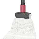 Commercial Mops for Floor Cleaning - Looped-End Heavy Duty Wet Mop with Long Handle for Hardwood Wood Tile Vinyl - Reusable Cotton Head for Home Garage Kichen Bathroom (White)