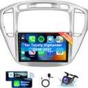 [8 CORE 2G+64G] Car Radio for Toyota Highlander 2000-2007 with Wireless Carplay/Android Auto, 9 Inch Android 13 IPS Touch Screen Car Stereo, Bluetooth, GPS, WiFi, SWC, DSP + Backup Camera