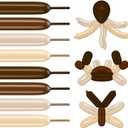 Gradient Brown Party Long Balloons, 100 Pcs Mocha Brown Nude Khaki Gray Sand White Tan Neutral Twisting Animals Long Skinny Balloons for Baby Shower Bear Wedding Birthday Party Decorations