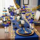 Vesici 4 Sets Blue 2026 Graduation Table Decorations Mason Jar Graduation Decoration 4 Mason Jars with Grad Cap 24 Glitter Class of 2026 Congrat Grad Decor with Stick for College High School Party