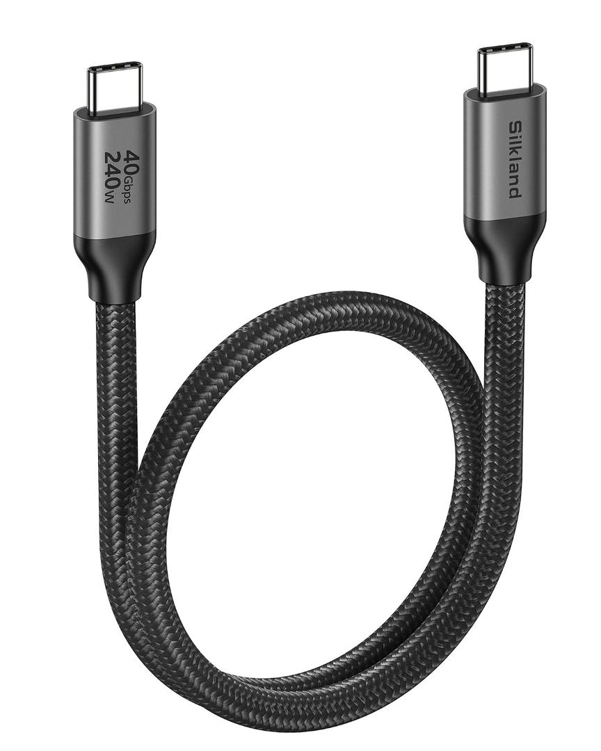 Silkland USB 4 Cable for Thunderbolt 4 Cable, 40Gbps Data Transfer, 240W Fast Charging, Supports 8K/5K@60Hz, 4K@240Hz, USB C Thunderbolt Cable 1.6FT, Compatible for MacBook, iPhone 17/16, SSD, Docking