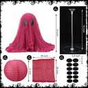 3 Sets Pink Halloween Decor DIY Crafts Kit Pink Ghost Centerpieces Set Include 6 Gauze, 3 Acrylic Stand, 6 Lantern Spooky Halloween Table Decor for Home Indoor Haunted House Party