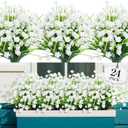 AGIRL 24 Bundles Artificial Flowers for Outdoor,No Fade Fake Plastic Flowers Faux Plants for Decoration Hanging Planters Indoor Outside Garden Porch Window Box Home Wedding Farmhouse (White)