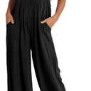 ANRABESS Womens Jumpsuits Overalls Linen Wide Leg Jumpers Casual Summer Fall Outfits 2026 Beach Vacation Clothes with Pockets (Black, XXL)