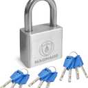 Magmaus PDX40 Heavy Duty Lock with 10 Keys - [Stainless Steel] Weatherproof Padlock for Outdoor Use - Ideal for Storage Unit, Shipping Container, Gate
