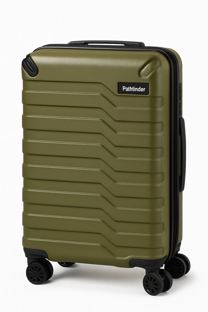 Pathfinder Luggage 14x20x11 Olive Green – Compact Carry-On Suitcase With Durable Hard Shell, Four 360° Spinner Wheels, Retractable Handle, And Sleek Olive Green Finish. Ideal For Travel And Cabin Size Fitting