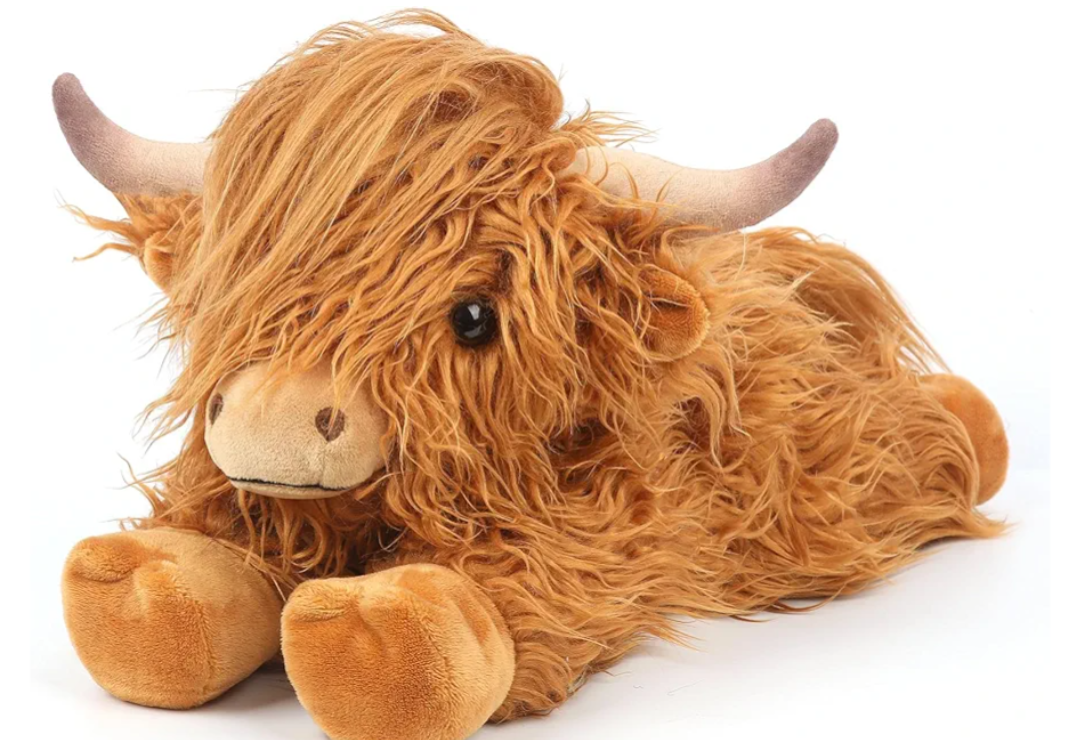 SuzziPals Heatable & Coolable Highland Cow Stuffed Animal, Microwavable Stuffed Animals Heating Pad for Period DIscomfort, Cuddly Cattle Stuffed Animal for Warmth & Comfort, Highland Cow Gifts for kid