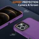 SunStory Compatible with iPhone 12 Pro Max Case with HD Screen Protector, 3-Layer Heavy Duty Full-Body Cover,3 in 1 Hybrid Protective Case for iPhone 12 Pro Max 6.7",Purple