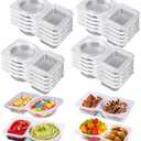 20 Sets Snack Condiment Containers with Lid, Disposable Double 2 compartments Dipping Container Refrige, Reusable Takeaway Sauce Dip Case Storage for Outdoor Sampling Travel Picnic Take-out (20) Pack Of 2