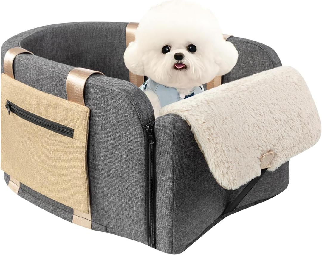 enter Console Dog Car Seat for Dogs to 18lbs,Fits Cars,Trucks Dog Booster Car Seat with Safety Leash Keeps Dogs Secure.Designed for Pickup and Trucks.With Removable Washable Cushion, 20"L x 15"W x 10"H