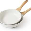 SENSARTE Nonstick Frying Pan Skillets, White Ceramic Coating Omelette Pans, Healthy Cookware Chef's Pan, PTFE & PFAS Free (9.5+11 Inch)