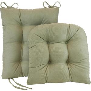 Klear Vu Omega Non-Slip Rocking Chair Cushion Set, Assembled in USA, Thick Padding & Tufted Design, Includes Seat Pad & Back Pillow with Ties, 17x17 Inches, 2-Piece Set, Twillo Thyme
