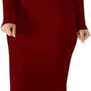 BORIFLORS Women's Sexy Basic Long Sleeve Turtleneck Bodycon Party Long Pencil Dress, Small, Wine Red