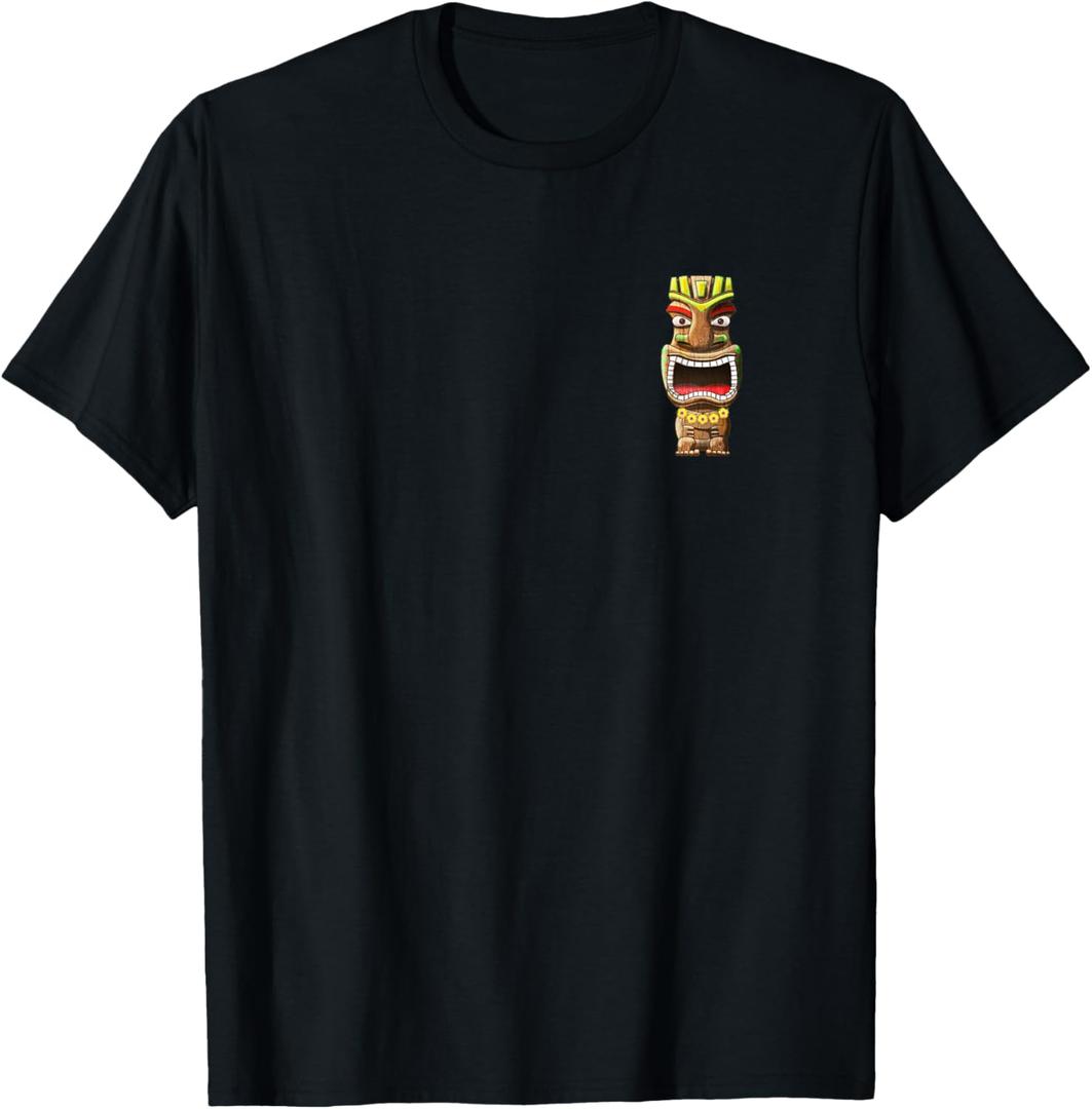 Hawaiian Tiki Surf T-Shirt (Small, Black)