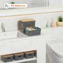 Plastic Storage Baskets With Bamboo Lid - Plastic Storage Containers Stackable Storage bins: Storage Baskets for Organizing Shelves Drawers Desktop Closet Playroom Classroom Office, 6 Pack, Gray