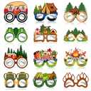 JIUMANGO 24 PCS Camping Paper Eyeglasses Camping Party Favors Supplies Camping Camp Birthday Party Decorations Gifts Photo Booth Props for Kids Boys Girls