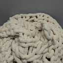 Bigacogo Chunky Knit Throw Blanket for Couch, 40x60 inches, 100% Hand Knitted with Thick Jumbo Chenille Yarn, Cozy Soft Large Rope Knot Cable Crochet Blankets for Sofa Bed Living Room, Beige