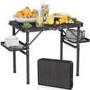 Titanker Folding Camping Table Small 2ft, Small Camp Table Portable with 50% Extra Space, Folding Picnic Set, Portable Beach Table, Car Camping Essentials, Aluminum Light & Solid