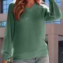 Dokotoo Women's Casual V-Neck Long Sleeve Sweaters Solid Color Pullover Knit Sweater Jumper Tops