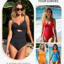 SHAPELLX Tummy Control Swimsuits Women V Neck One Piece Bathing Suit Ruched Push Up Slimming Swimwear Built-in Bra (Black, L)