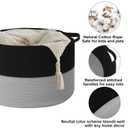 90L Large Blanket Basket,Woven Laundry Basket-Black&Light Grey