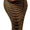 Dedysler Maternity Photography Gown Sleeveless Sexy Shiny Rhinestone Photoshoot Dress for Baby Shower (Brown, XXL)