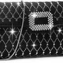 Rhinestone Handmade Evening Clutch Purses for Women, Formal Clutch Purse for Wedding, Party, Prom, Cocktail, Dinner (Black and Diamond Stripes)