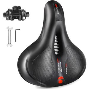 Comfort Bike Saddle Seat with Dual Shock Absorbing Ball,Thickened Memory Foam,Waterproof Universal Replacement Wide Bicycle Saddle Seat for Bike/Road MTB Exercise Indoor Cycling