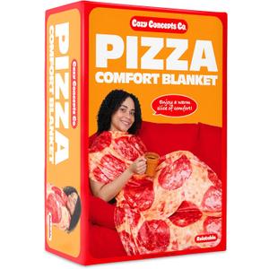 Cozy Concepts Co. Pizza Comfort Blanket by Relatable Viral Trend Throw Blanket, Looks Like Giant Pizza to Wrap Yourself Up, Fun Room Decor or Gift, Large 65 Cozy Fleece Blanket