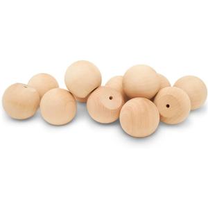Natural Wood Drawer Pulls - 25 Pack, 2 Inch Round, Unfinished, Ball Shaped, Nursery Dresser & Cabinet Knobs