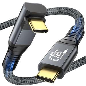 Certified USB4 Cable for Thunderbolt 4 Cable, 40Gbps Down Angle USB C Data Transfer Cable, 90 Degree 8K@60Hz Video, 240W PD Fast Charging for iPhone 16/17,Steam Deck,USB C Monitor,SSD,MacBook (3.3FT)
