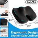 Luxury Seat Cushion, 4 Inch Extra Thick Memory Foam for Pressure Relief, Sciatica, Tailbone Pain & Back Pain Relief, Multi-Use for Bleachers, Car, Gaming, Office Chair (Black)