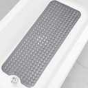 Linoows Bathtub and Shower Mats, 40x16 Inch Extra Large Non Slip Soft Bath Tub Mat with Suction Cups and Drain Holes for Bathroom Floor and Keep Tubs Clean, Machine Washable, Gray