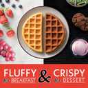 Gourmia Belgian Waffle Maker Compact Design with Upright Storage, Adjustable Browning, and Easy-Clean Nonstick Ceramic Plates, Stainless Steel