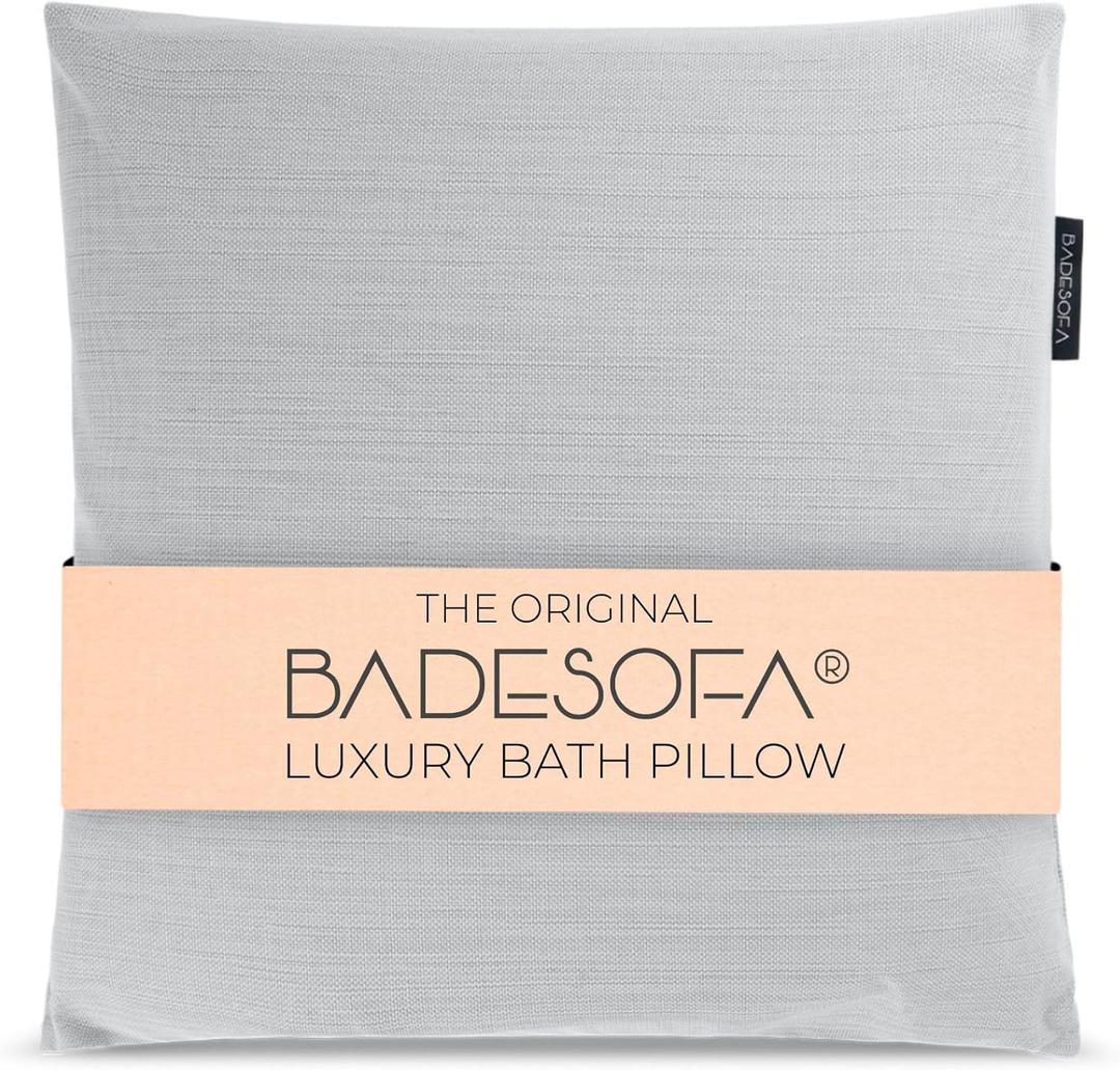 BADESOFA Luxury Bath Pillow M - Lusciously Soft & Comfortable Tub Pillow for Bathtub - Washable & Quick-Drying Bath Back Pillow - Non-Slip Full Body Tub Pillow - Luxury Spa Cushion in Grey