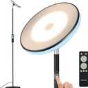 UFO Floor Lamp 71in, Upgraded 42W 3700LM LED Torchiere Floor Lamps for Living Room, Modern Tall Bright Standing Light with Remote, Dimmable Sky Light,1/2/3H Timer for Bedroom,Office(Black)