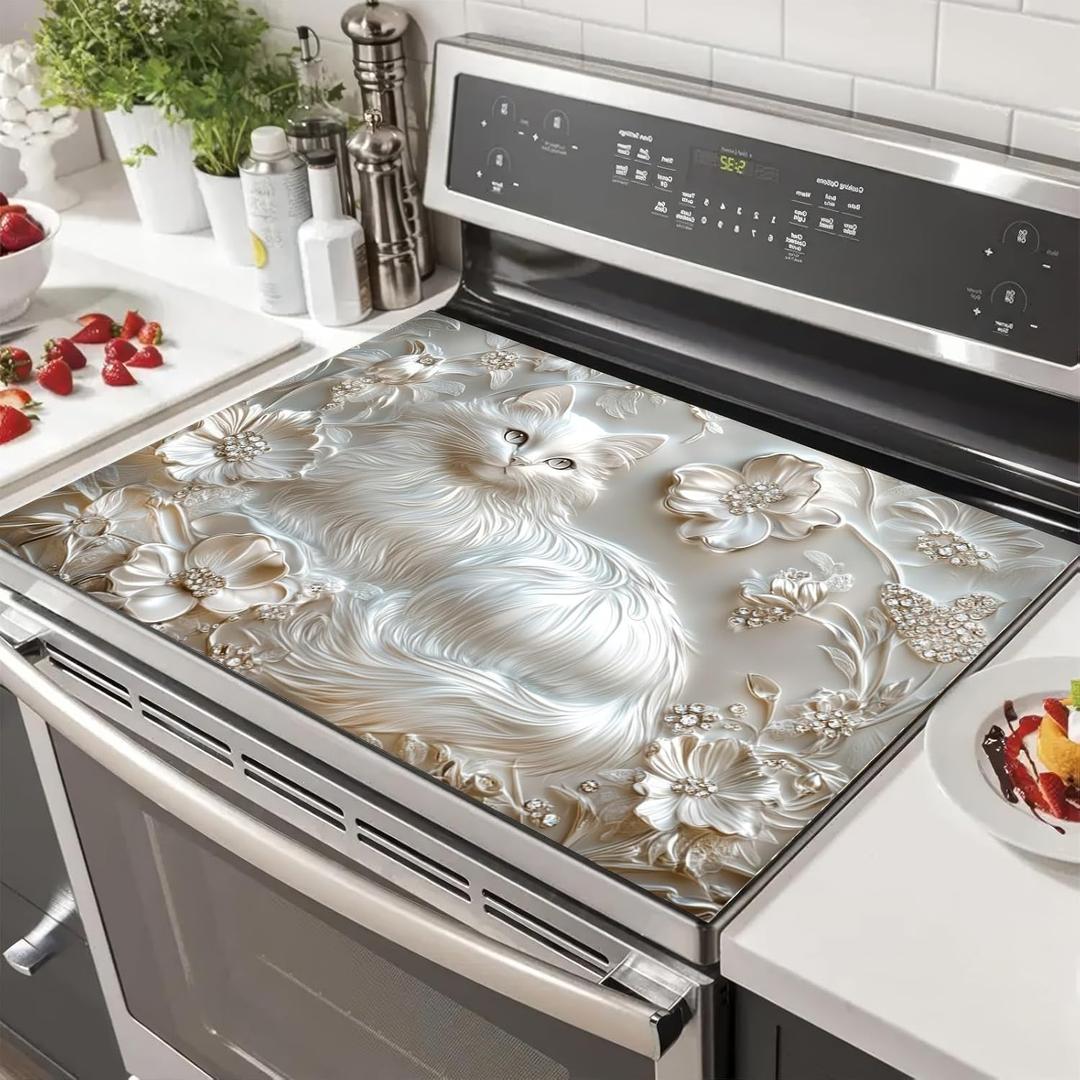 Stove Top Covers for Electric Stove Dish Drying Mat Cute Cats Coffee Bar Mats 28 x 20 inches Kitchen Decorations Absorbent Pad for Stove Top, Dishes, Utensils, Countertops, Sinks