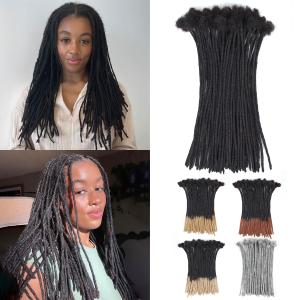 16 inch 50 Strands Loc Extensions Human Hair, 0.4cm Width 100% Human Hair Dreadlock Extensions for Men/Women, Can be Dyed Soft Dreads Extensions,1b