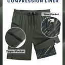 APTRO 2 in 1 Men's Swim Trunks 9" with Zipper Pockets Bathing Suit Built-in Board Shorts Swimwear Long Shorts (Green, XXXL)