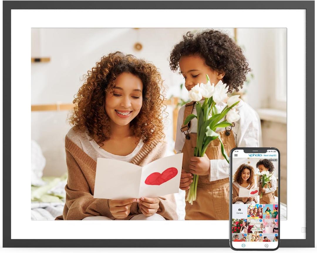 17" Digital Photo Frame Large-Digital-Picture-Frame - 32GB Touchscreen Display, Auto-Rotate, Load Photo Video from Phone to Digital Frame Via App or Email, Free Cloud, Birthday Gifts for Mom Dad