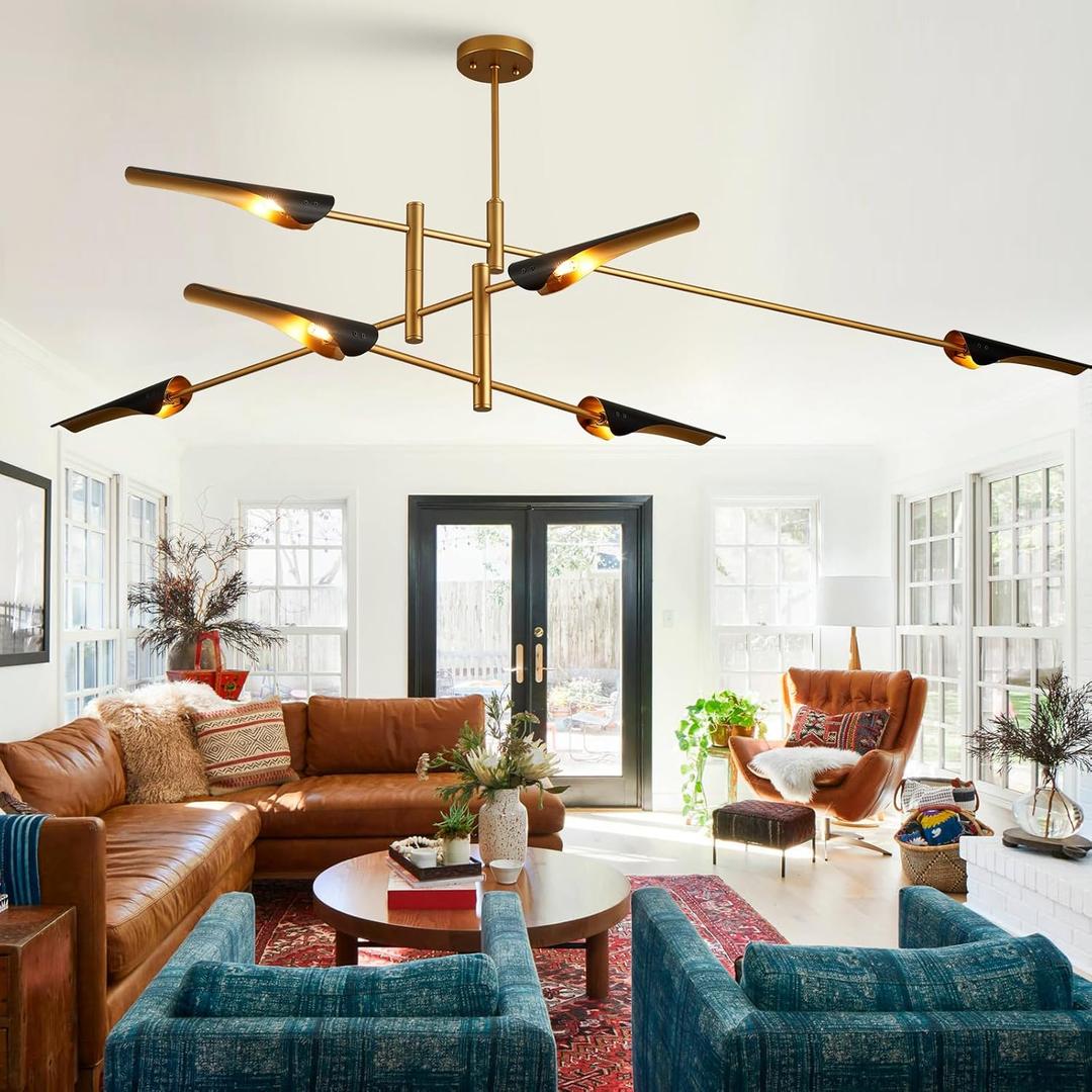 76 Industrial Pendant Light 6-Lights Adjustable Farmhouse Chandelier Modern Pendant Lighting Fixtures for Dining Room Living Room Kitchen Island Bedroom, UL Listed