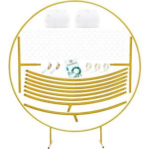 LANGXUN 7.2ft Gold Metal Round Balloon Arch kit, Backdrop Circle Stand Arch Frame for Wedding Birthday Party Decoration, Graduation Decorations and Baby Shower Photo Background